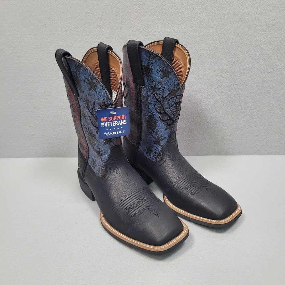 Ariat Mens Sport Liberty Antler Black Hippo Print Midnight Flag Boots 10064048